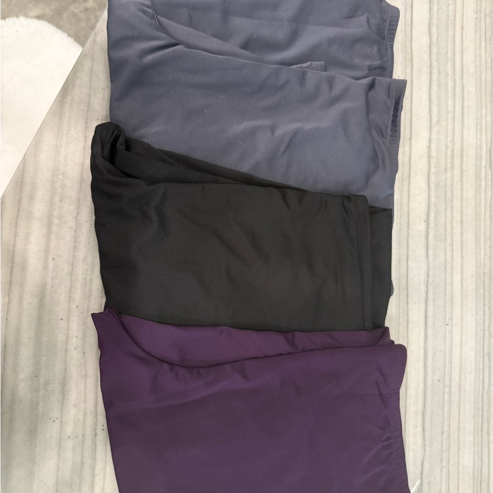 Cuddl Duds Women's Leggings - Black, Purple, Gray (2 Gray, 1 Black, 1 Purple)